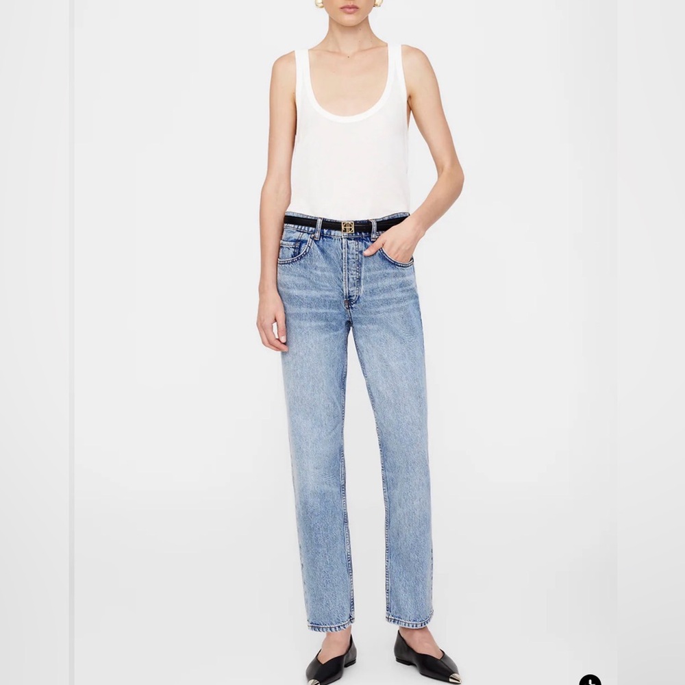 ANINE BING Benson High Rise Straight Jeans 24